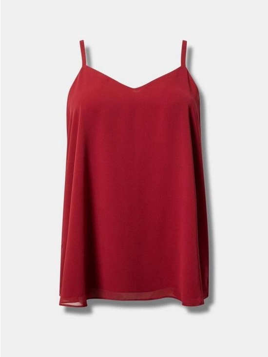 torrid Tops - Torrid Sophie Chiffon Swing Cami, Size 00 (M/10), Rhubarb